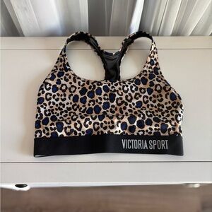 Victoria Sport Leopard Print Sports Bra - Black, Tan, and Blue